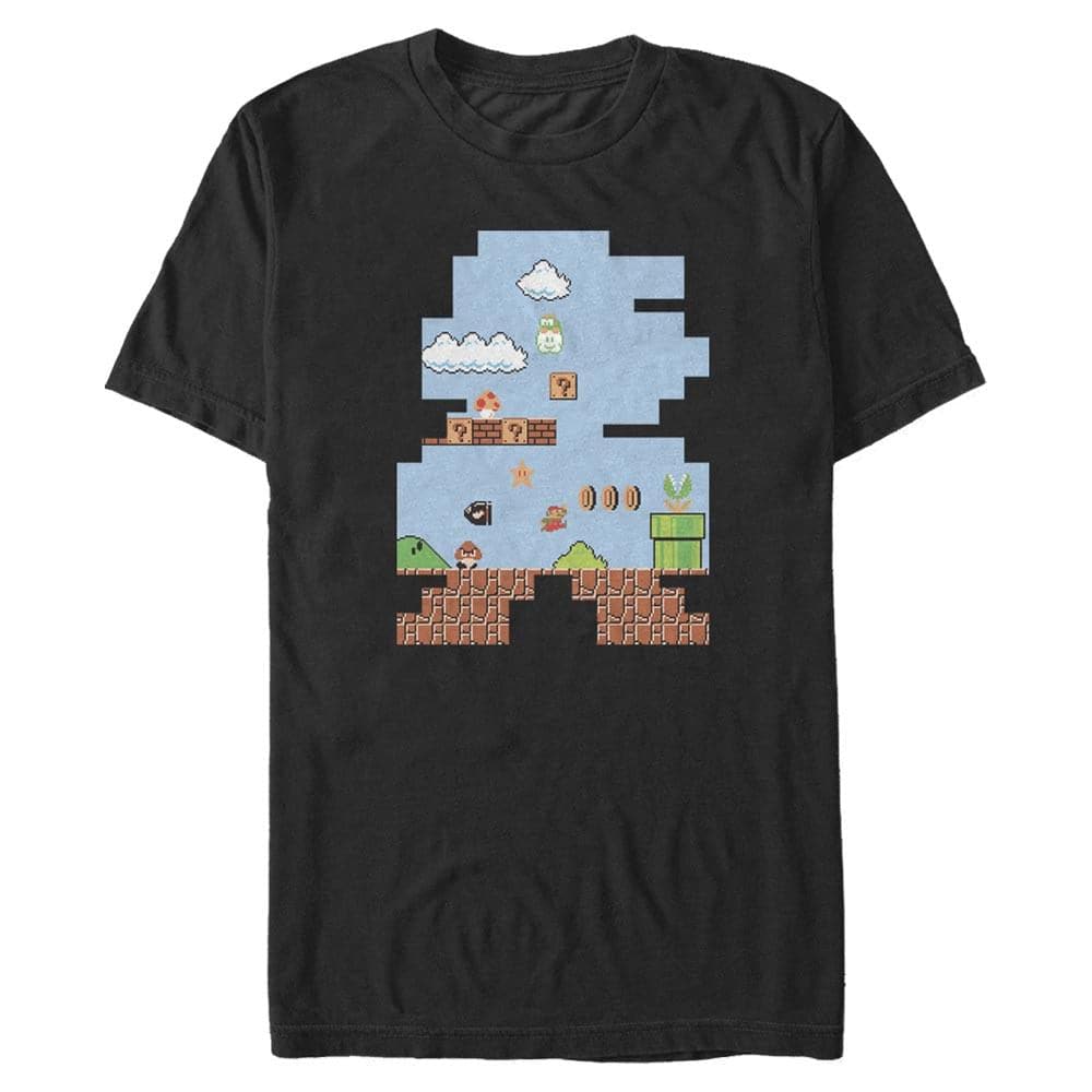 8-Bit Mario Shape Up – Super Mario Bros. Black Tee