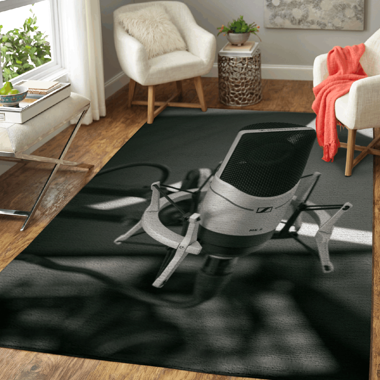 Black and white mike – Music Art For Fans Area Rug Carpet