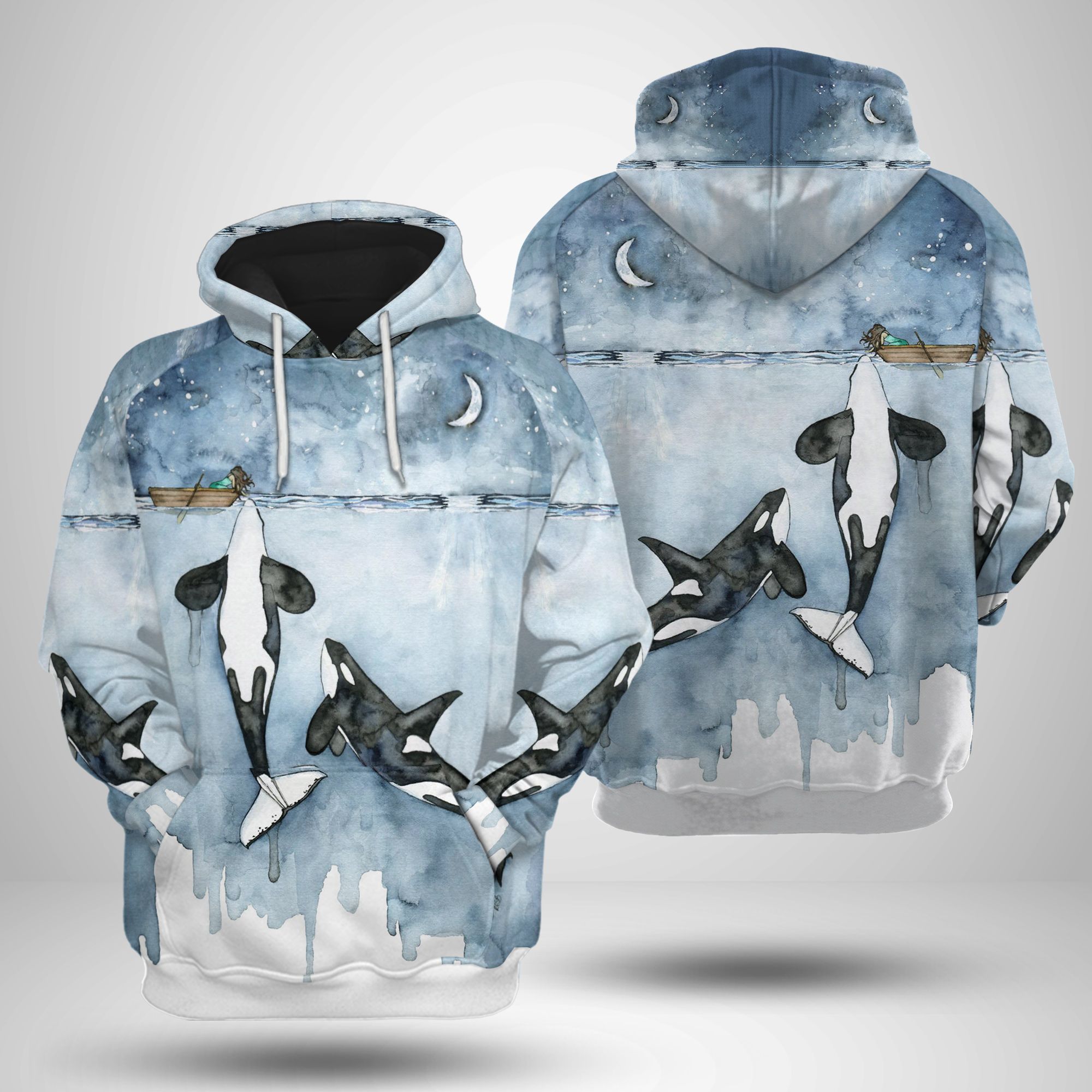 Two Whales In The Sea Hoodie – TMHHD0002