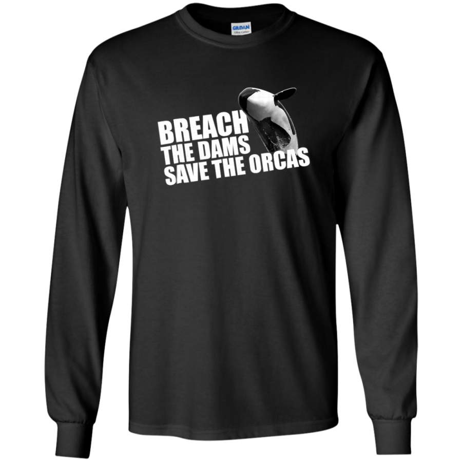 AGR Breach The Dams Save The Orcas Killer Whales Long T-shirt