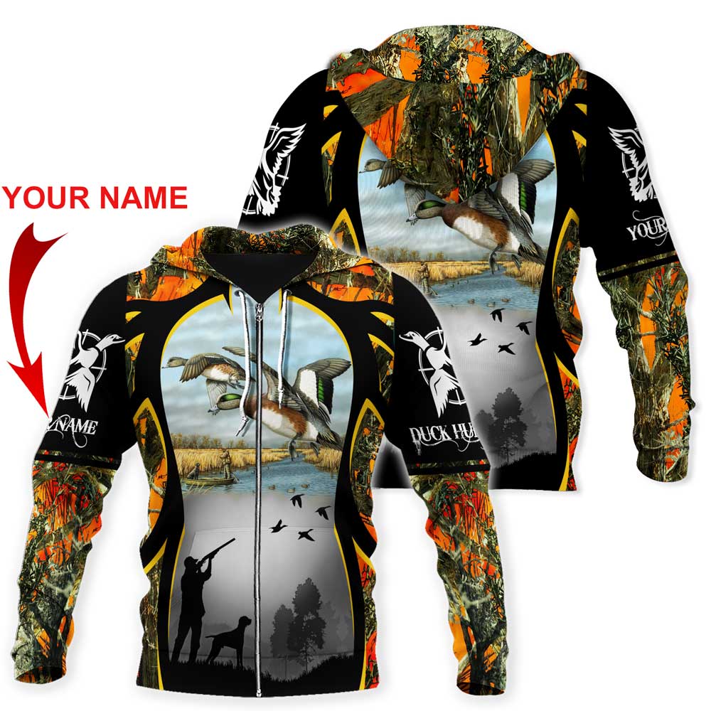 ViticStore™ Duck Hunting 3D all over printed customize name 2XL zip-up hoodie