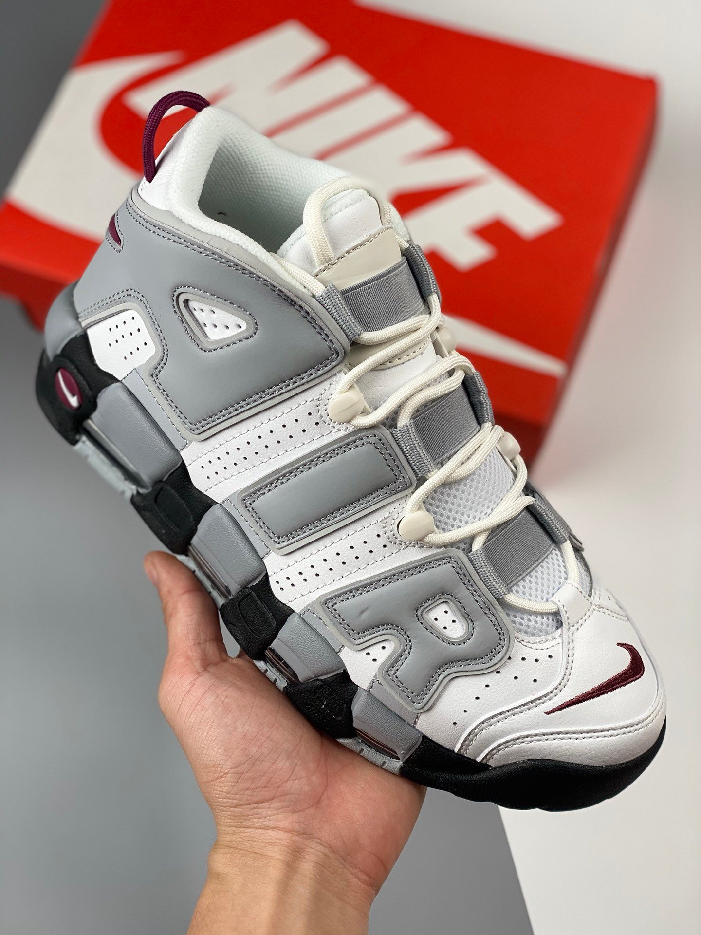 Nike Air More Uptempo Mulberry WhiteRosewoodWolf GreyBlackClear 5338630