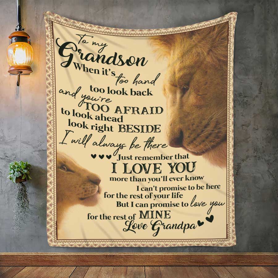 To My Grandson Lion Blanket