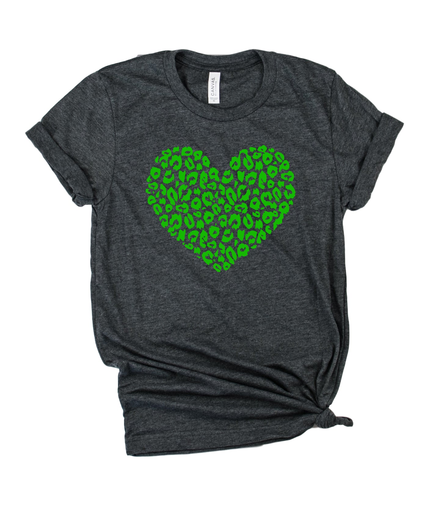 Green Leopard Heart Shirt | Unisex Crew