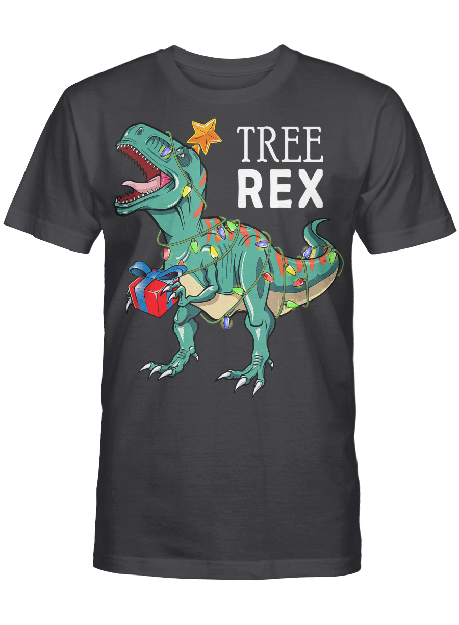 AmazeStyleZ Santa’s Reindeer, Ugly Christmas Sweater, Christmas Gift Ideas, Dinosaur Tree Rex Christmas Shirt Boys Kids Men Pajamas Gift T-Shirt