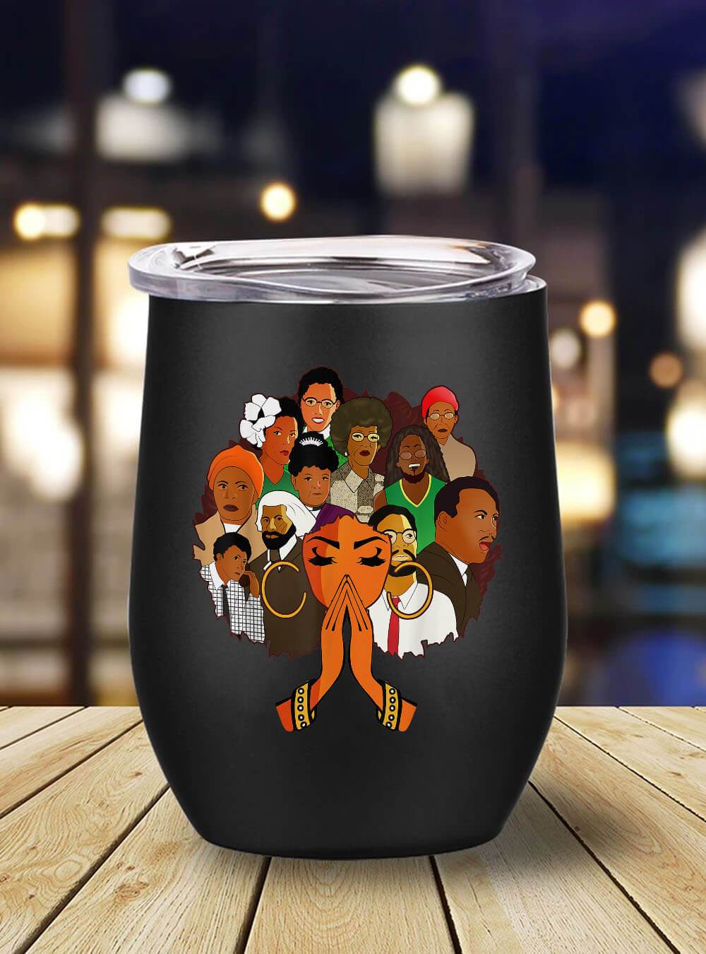 African American Tumbler Powerful Roots Black History Month Leaders Afro Melanin Girl Stainless Steel Wine Tumbler Mug Black History Gifts BPS1656