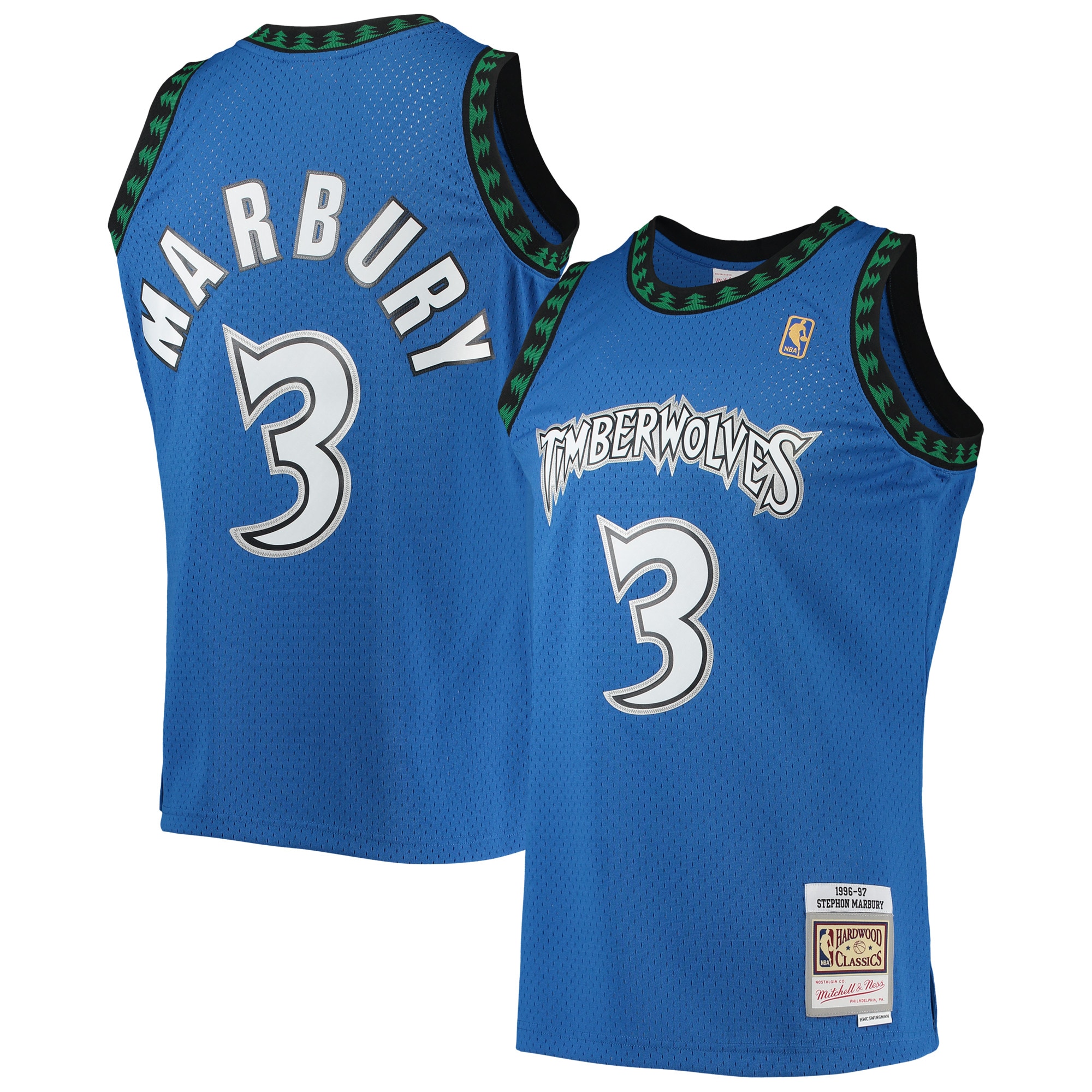 Stephon Marbury Minnesota Timberwolves Mitchell & Ness 1996/97 Hardwood Classics Swingman Jersey – Blue