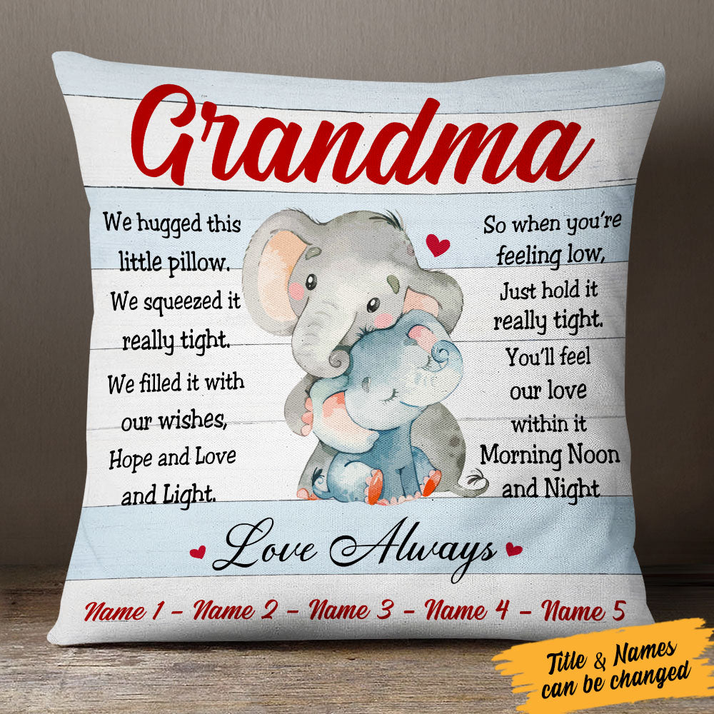 Personalized Elephant Gift For Grandma  Pillow OB54 65O53 (Insert Included)