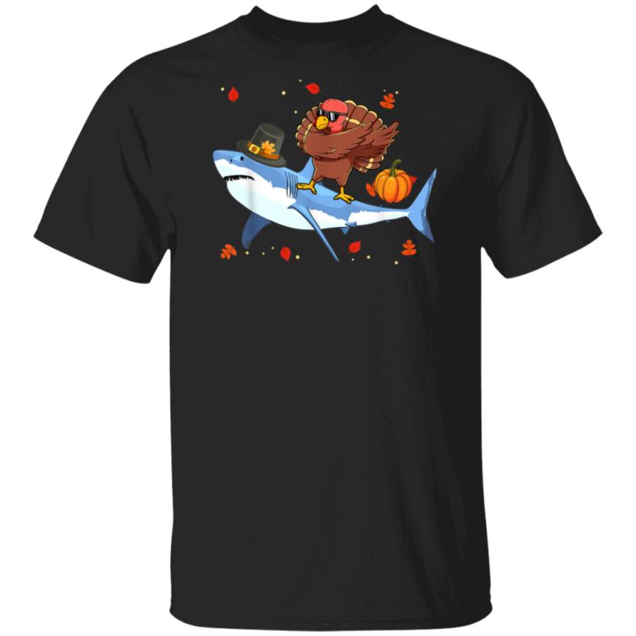 Dabbing Turkey Riding Shark Thanksgiving Christmas Gift T-Shirt copy