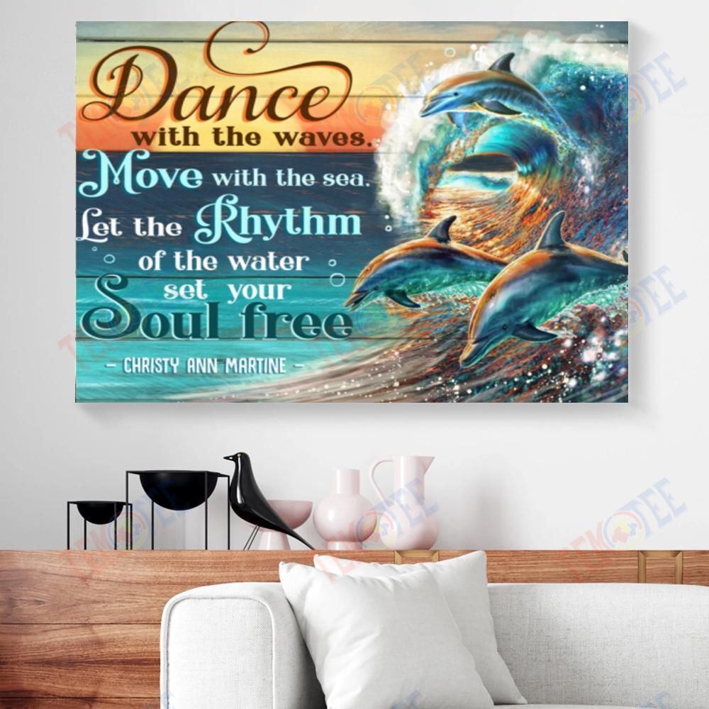 Best Canvas Prints Dance With The Waves Dolphin Horizontal Canvas Wall Art Delightful Wall Art Home Decoration