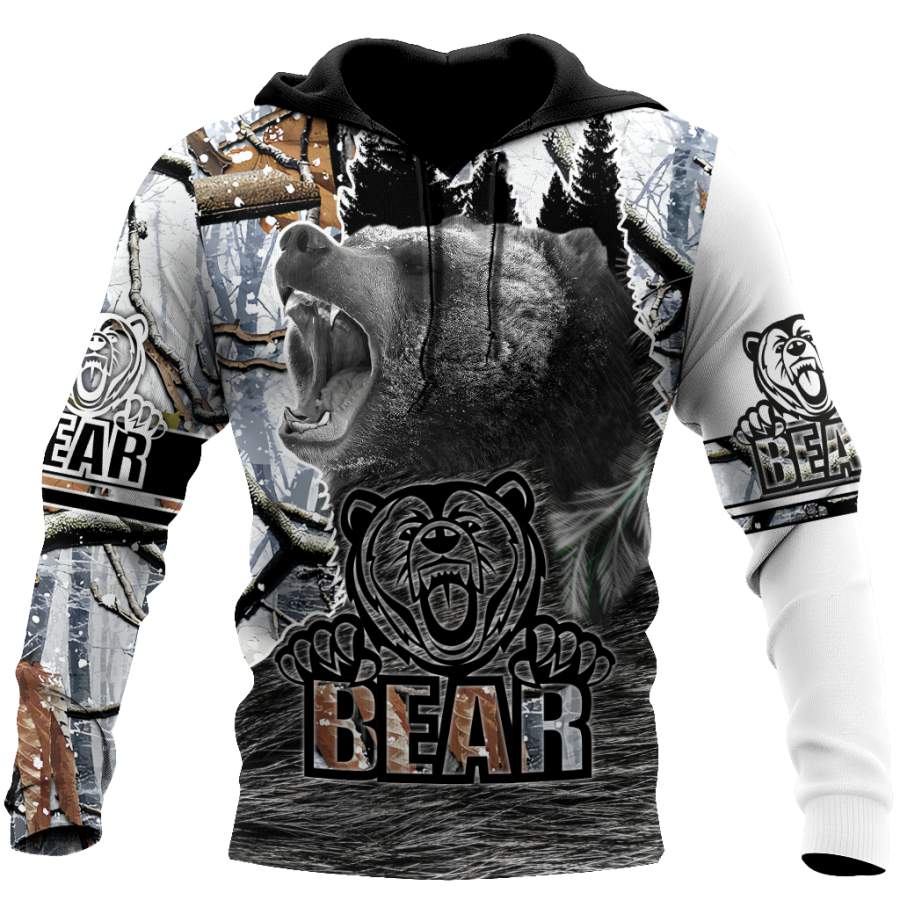 All Over Printed Bear Hoodie MEI09292003-MEI