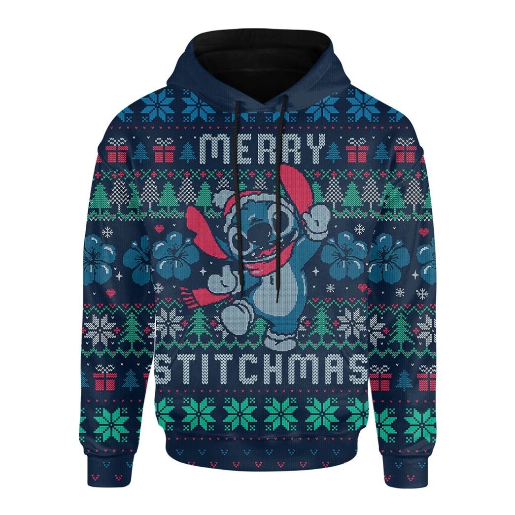 Alohazing 3D Merry Stitchmas Ugly Christmas Custom Hoodie