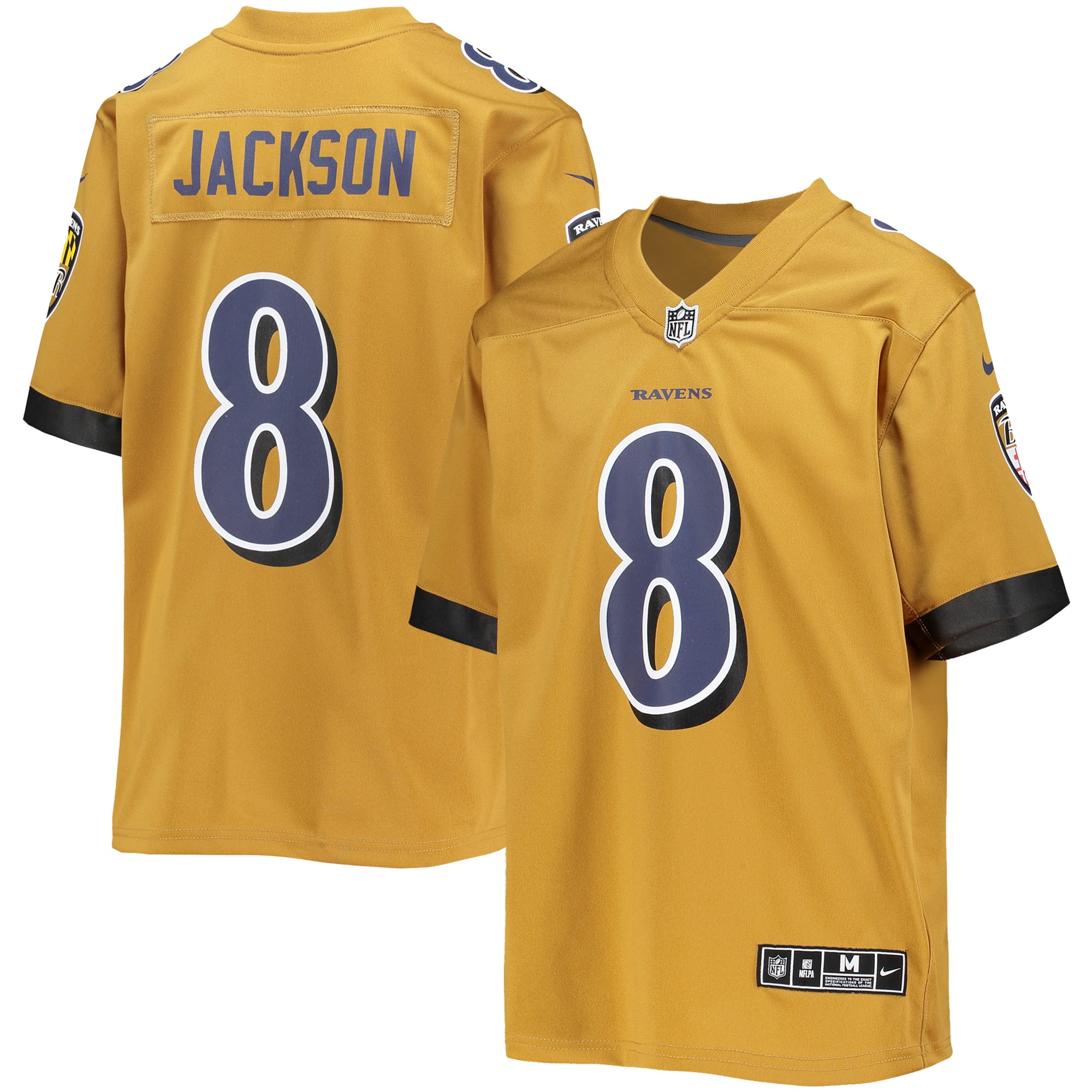 Lamar Jackson Baltimore Ravens Youth Inverted Team Game Jersey – Gold