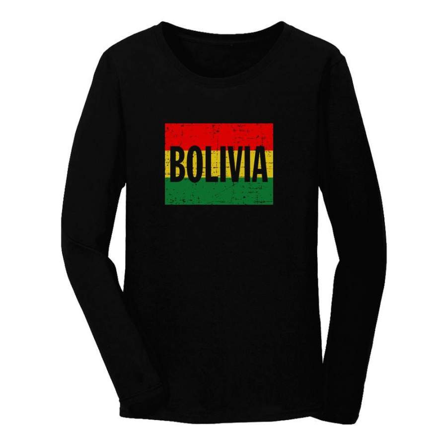 Bolivia Vintage Flag Women Long Sleeve T-Shirt