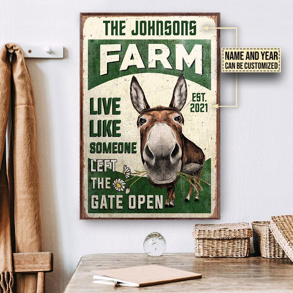 Aeticon Gifts Personalized Farm Donkey Live Like Canvas Mom Dad Gift Home Decor