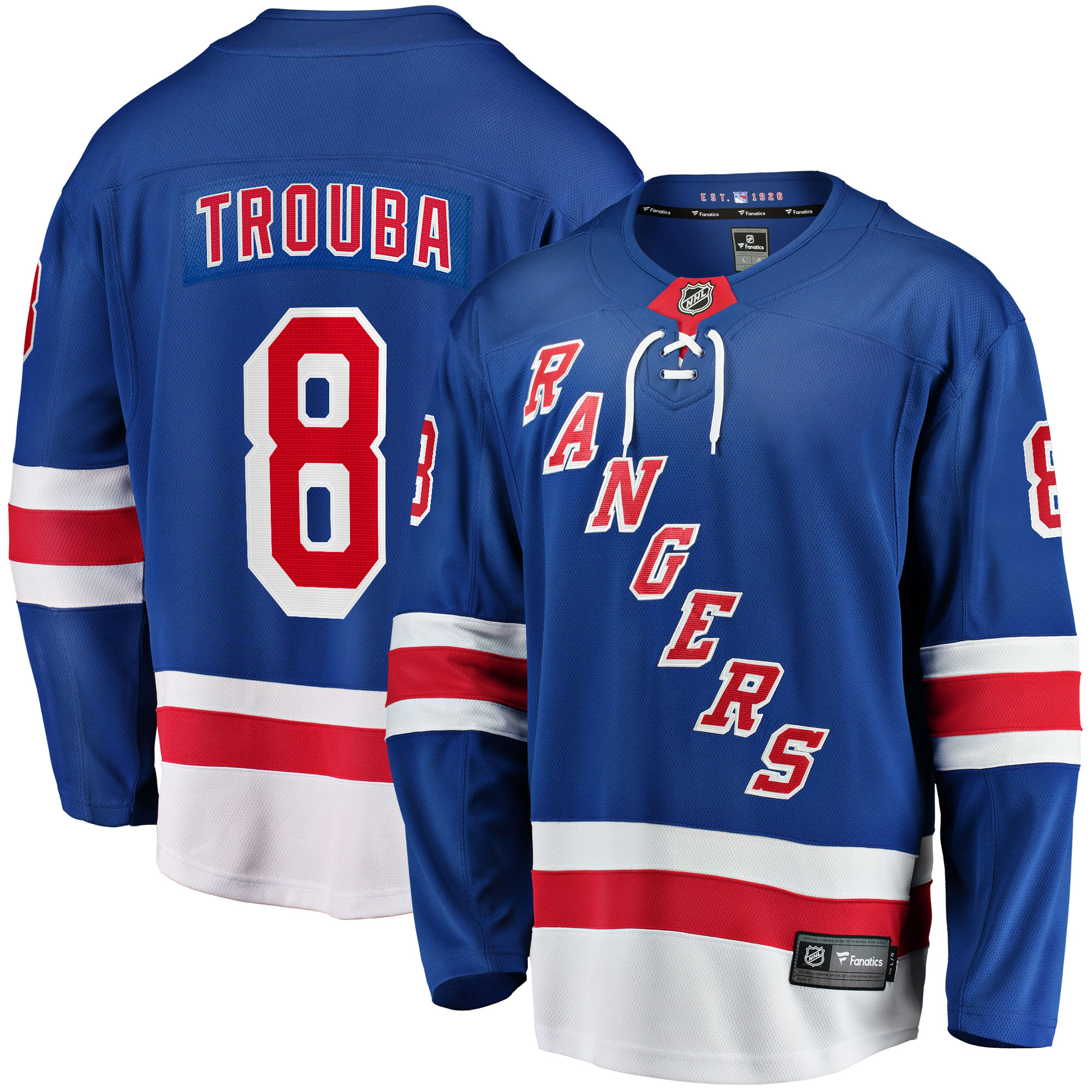 Men's New York Rangers Jacob Trouba Blue Home Breakaway Jersey 2