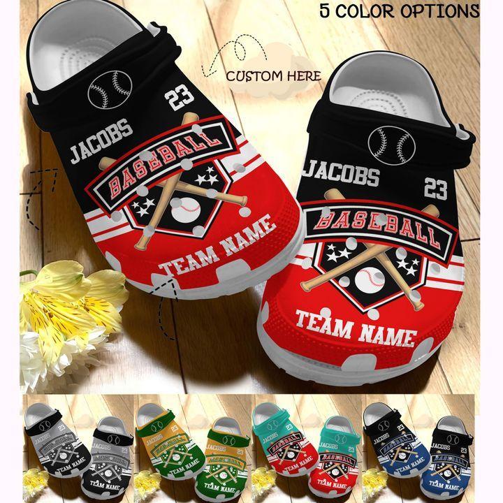 Baseball Personalize Clog, Custom Name, Text, Fashion Style For Women, Men, Kid, Print 3D Baseball Team 5 Versions