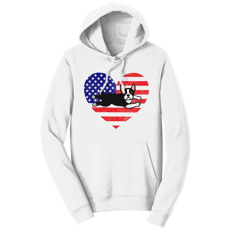 USA Flag Boston Terrier Puppy – Adult Unisex Hoodie Sweatshirt