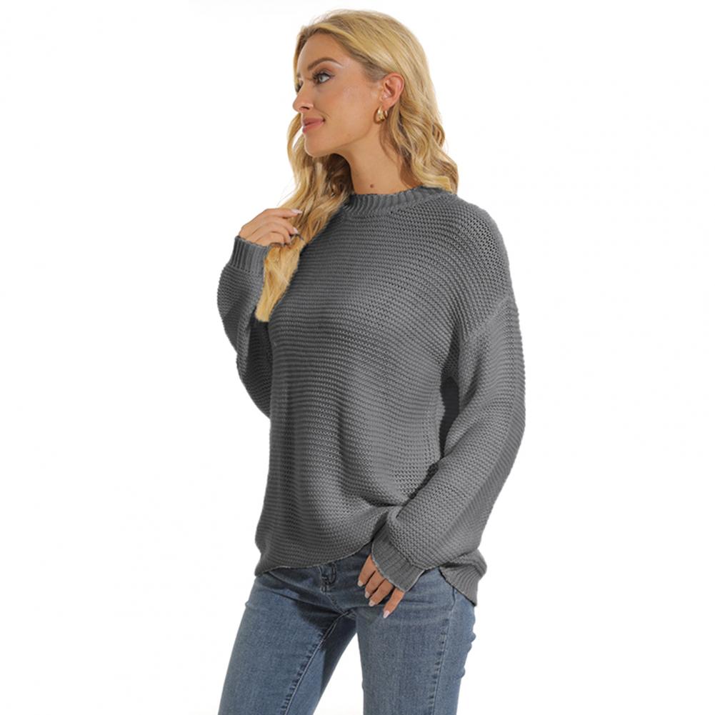 Thin Pullover Women Sweater Knitwear Autumn O-neck Long Sleeve Ribbed TrimSolid Color Loose Hollow Bottoming Sweater Streetwear alx