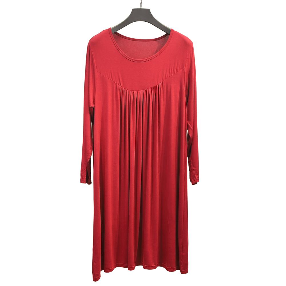 3XL-7XL Large Size Women Nightgowns Cotton 2020 New Autumn Female Sleepshirt Nightdress Lounge Wear Black Pink Wine Red alx