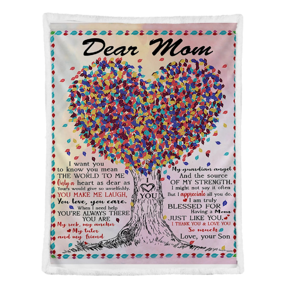 To My Mother Heart Tree You Are The World Fleece Blanket Gift For Family,Birthday,Parents,Mother,Mom Gift Home Decor Bedding Couch Sofa Soft And Comfy