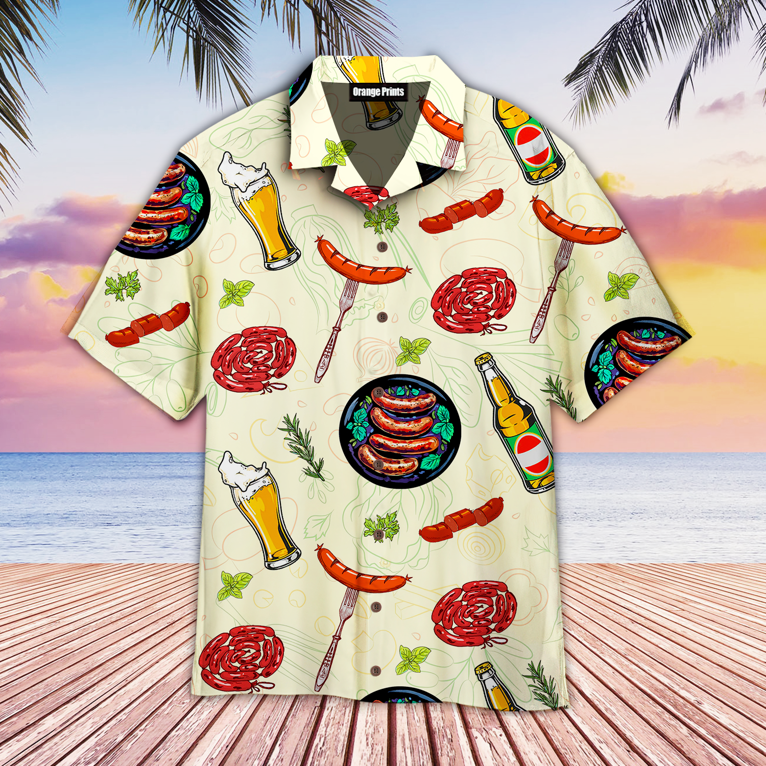 Sausages And Beer Big Set Of Barbeque Party Food Hawaiian Shirt For Men And Women