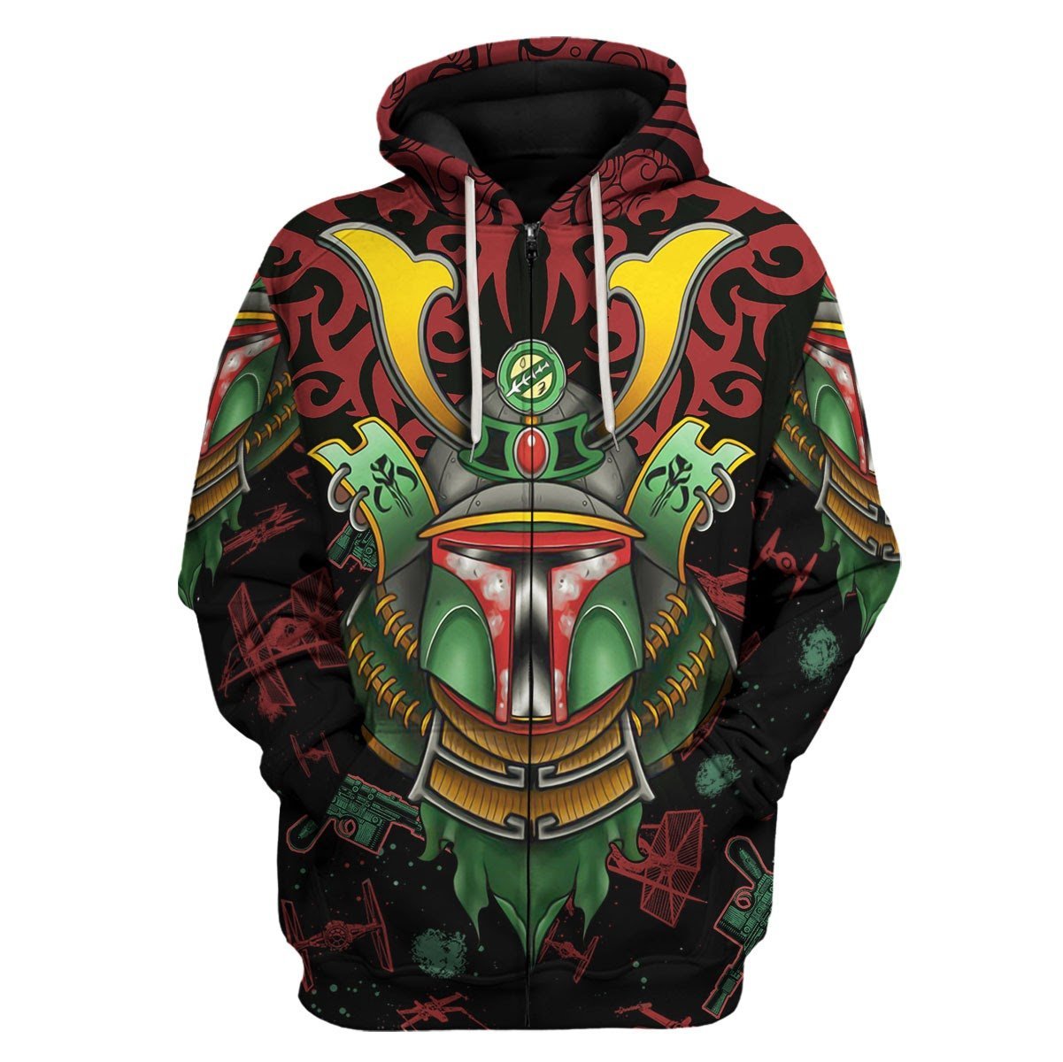 Boba Samurai Style 3D Fleece Zip Hoodie