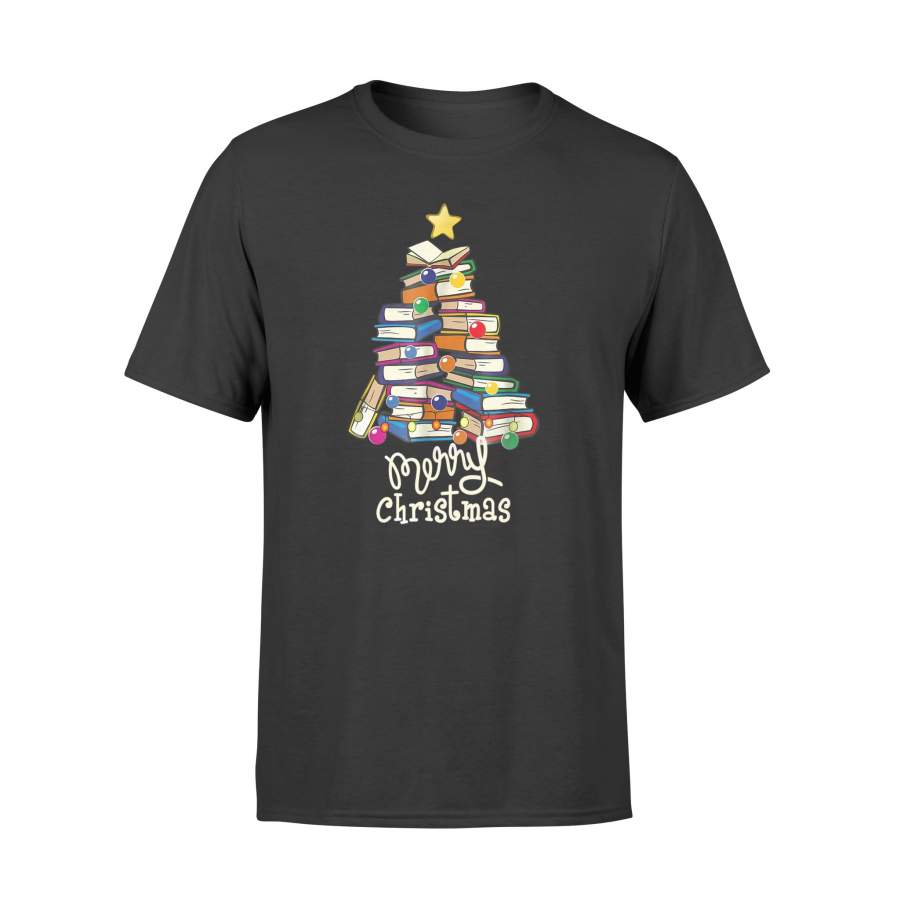 Merry Christmas Tree Shirt Love reading books Librarian nerd – Standard T-shirt