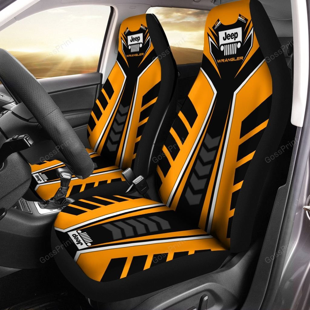 Jeep Wrangler Car Seat Cover (Set Of 2) Ver 7 (Orange)