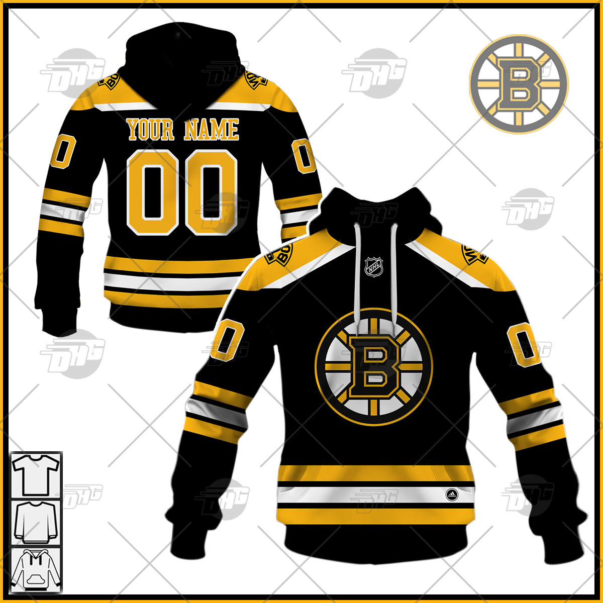 Personalized Mens Boston Bruins 2022 Black Home Jersey Personalize Hoodie