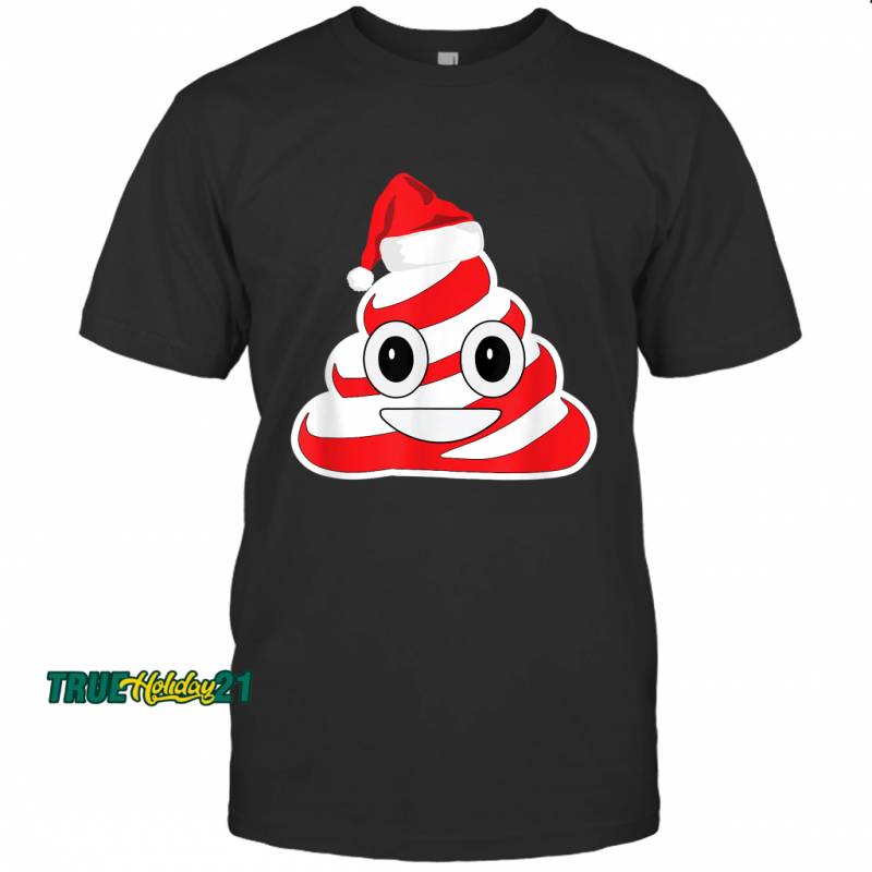 Candy Cane Poop Emoji Funny Christmas Poop T-shirt