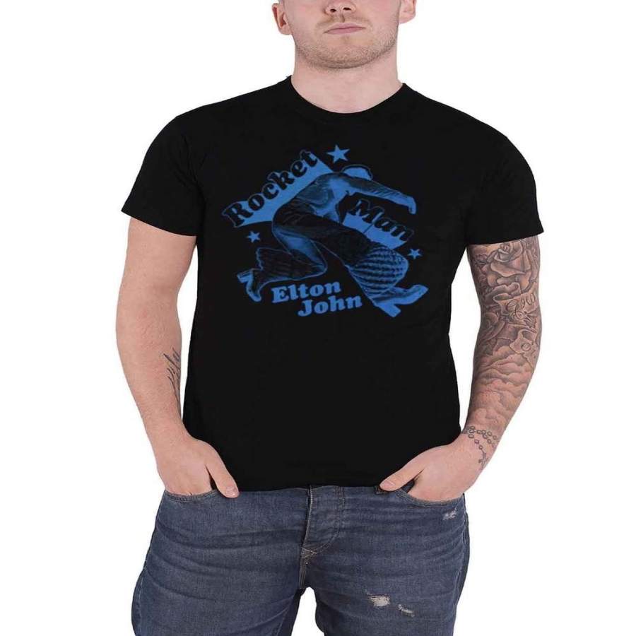 Elton John T Shirt Rocketman Jump Logo Mens Black