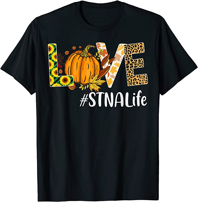 STNA Life Love Fall Pumpkin leopard Halloween Autumn T-Shirt