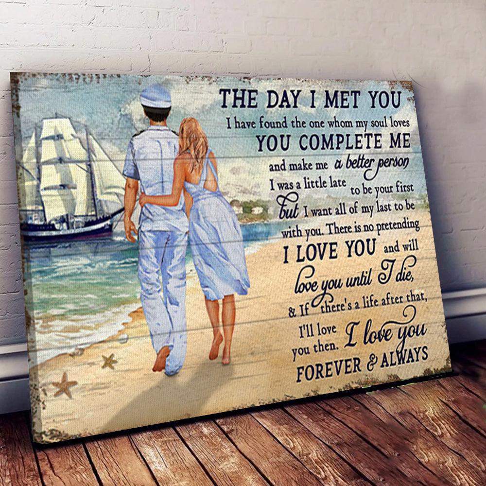 Captain Couple Hugging Landscape Poster & Canvas Home Decor Wall Art Visual Art