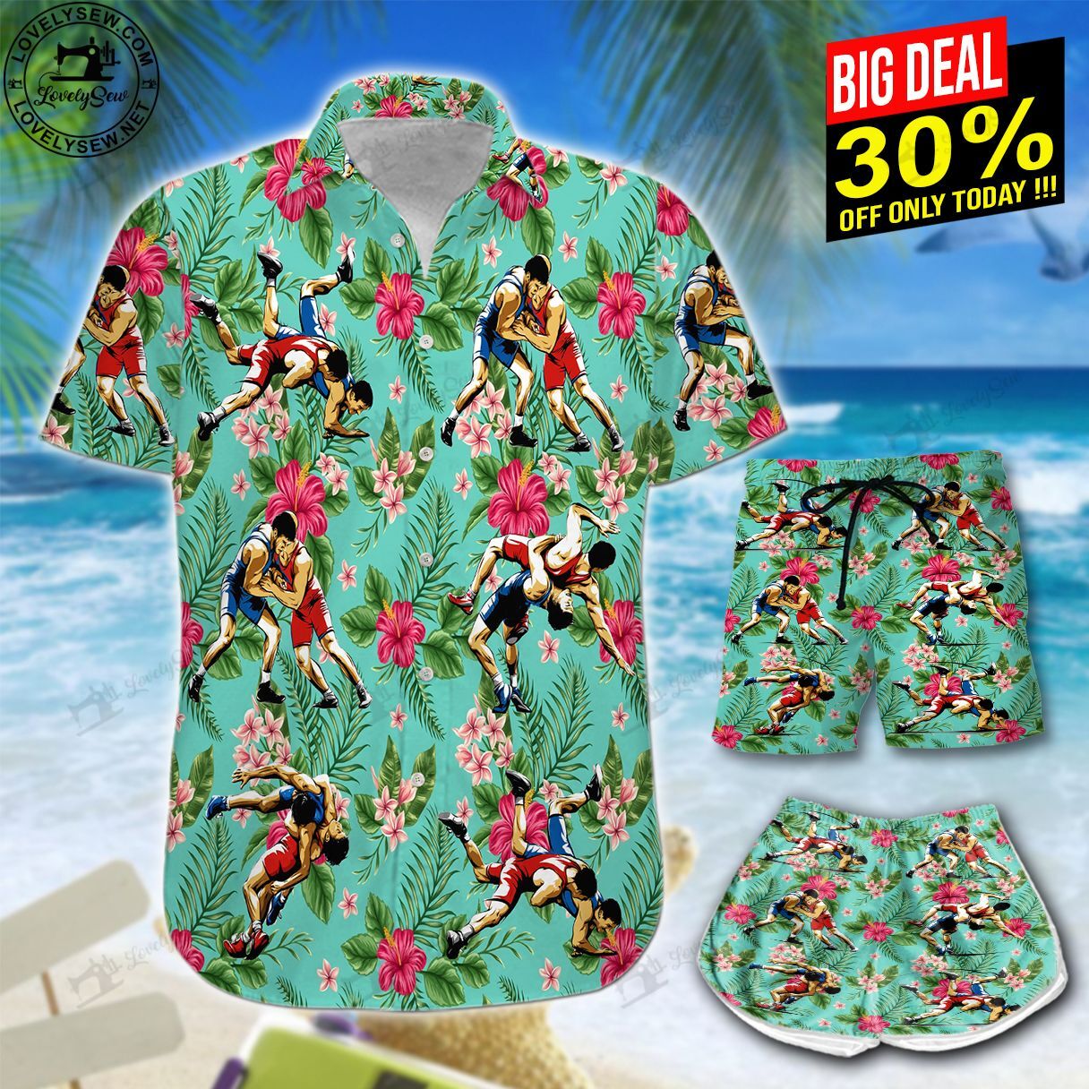 Wrestling Hawaiian Shirt Shorts Ha42975