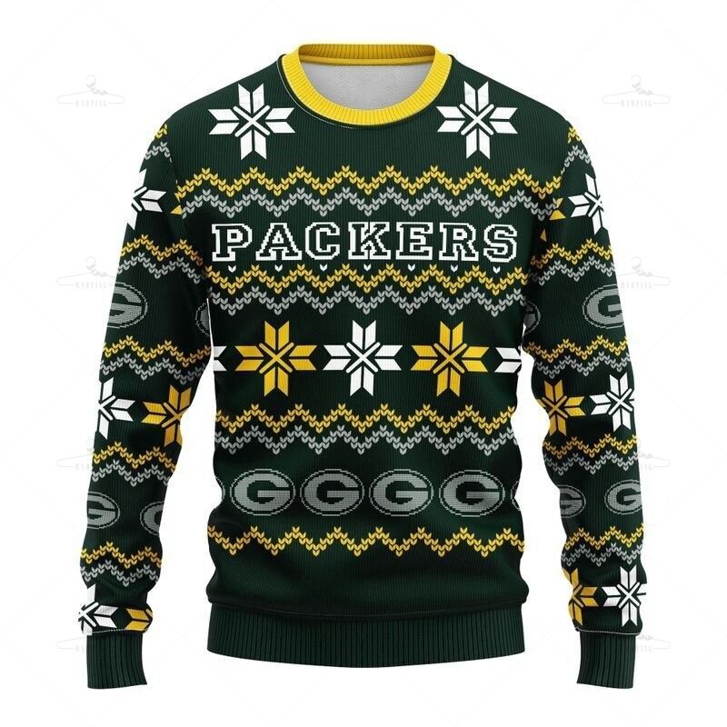 Green Bay Packers Sweatshirt Cute Snowflakes Graphic Gift For Men