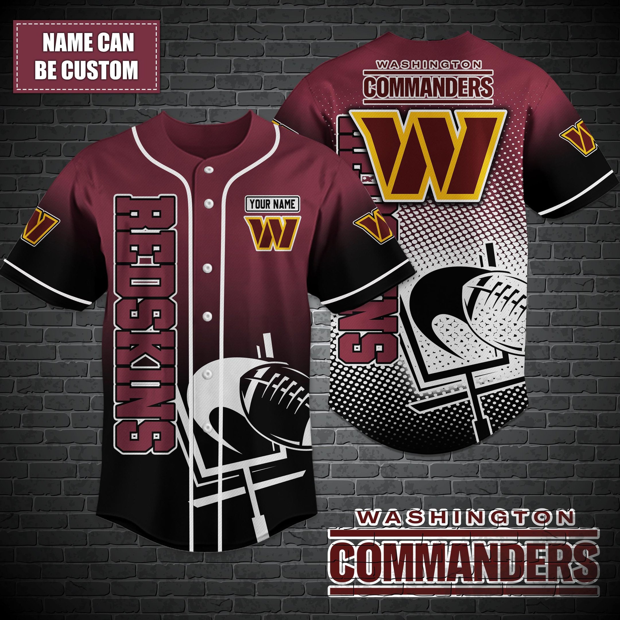 Washington Commanders Custom Name Baseball Shirt T-44757