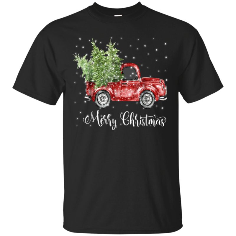 Vintage Red Truck With Merry Christmas Tree T-shirt Gifts Hoodie Sweatshirt