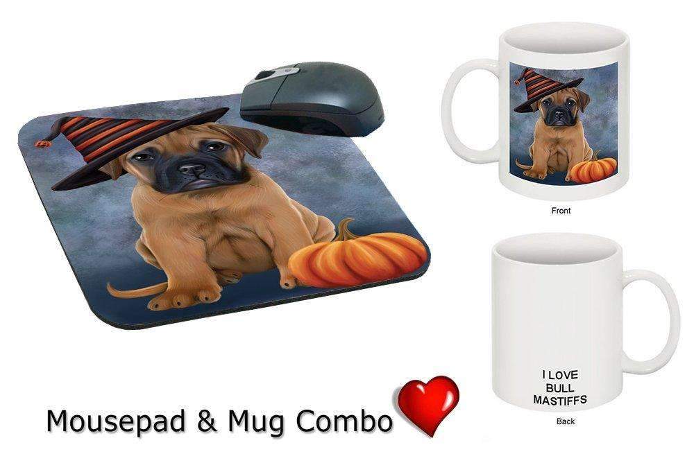 Christmas Happy Holidays Bullmastiff Puppy Wearing Witch Hat Mug & Mousepad Combo Gift Set Mmcg0606