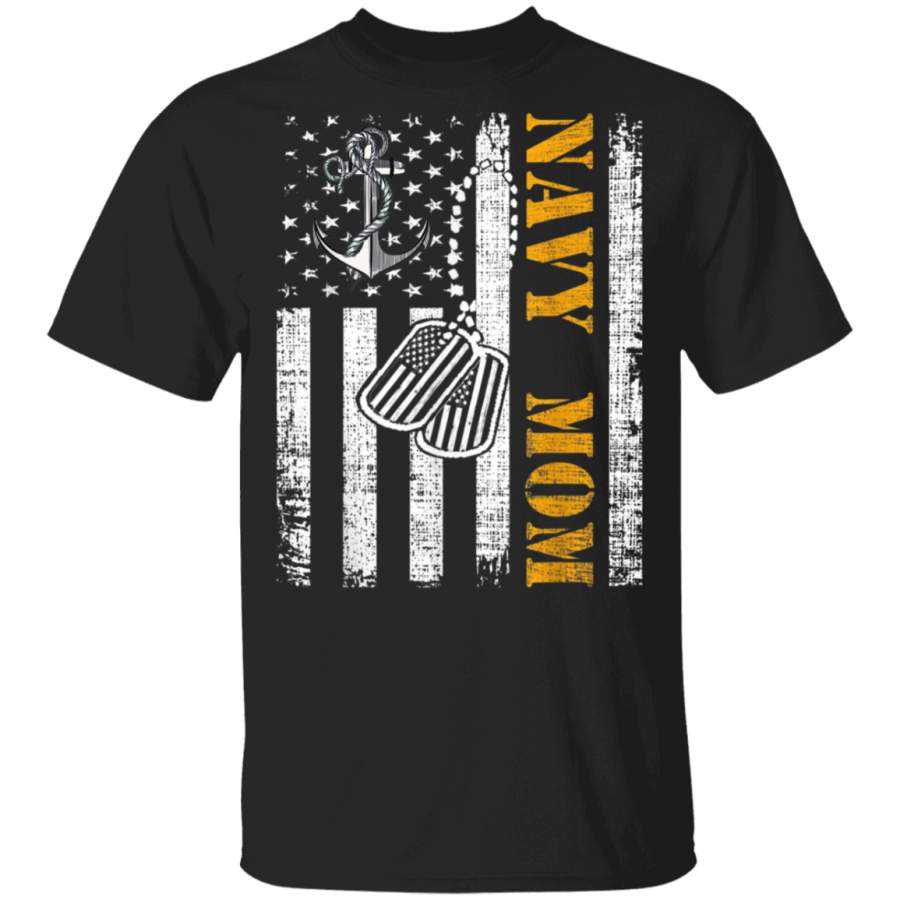 Vintage Navy Mom American Flag Cool Veteran Day Gift TShirt