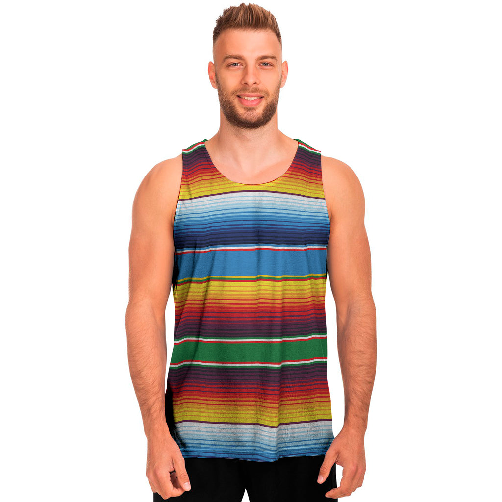 Tribal Mexican Blanket Stripe Print Men’S Tank Top