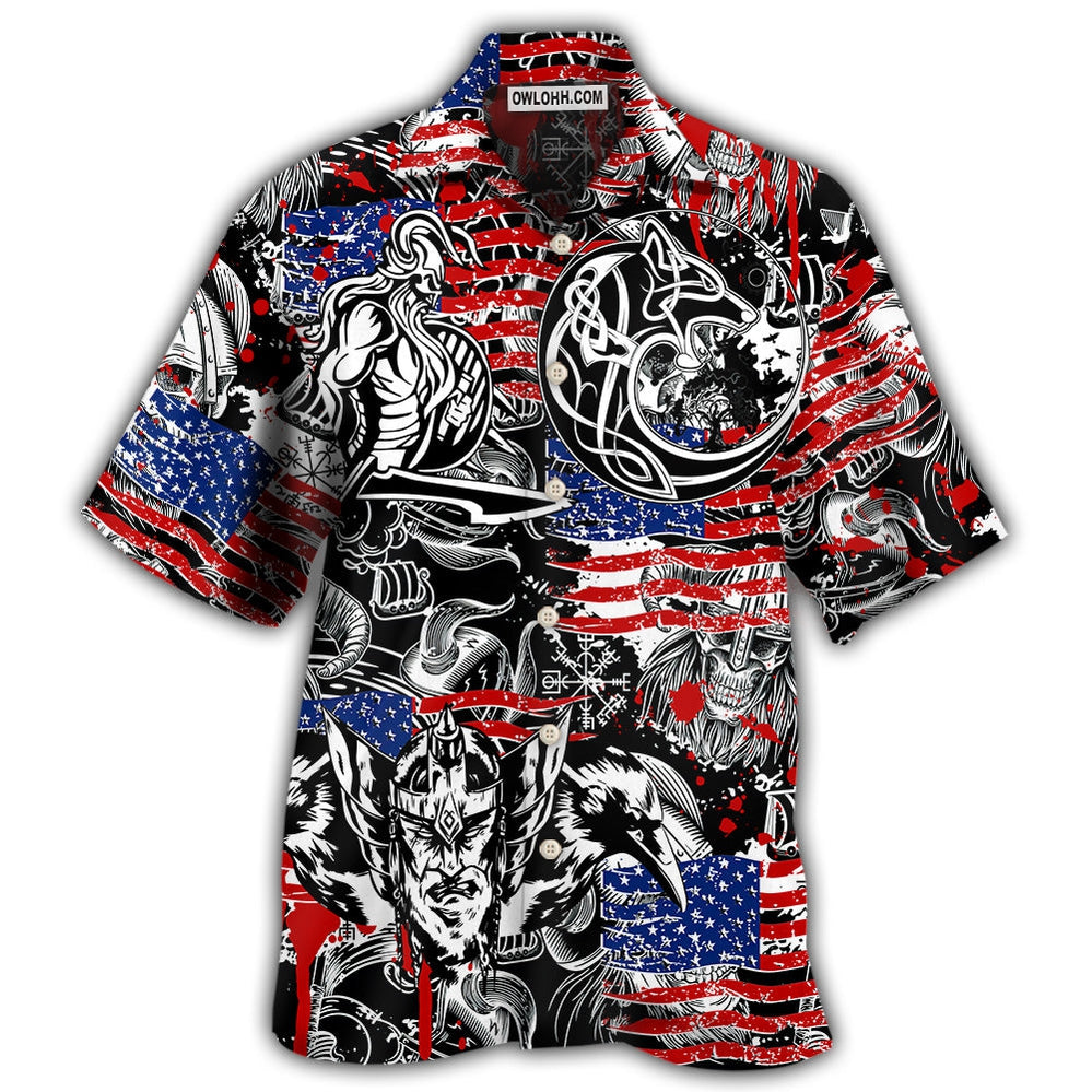 Viking Independence Day Odin Warrior And Wolf – Hawaiian Shirt – Owl Ohh