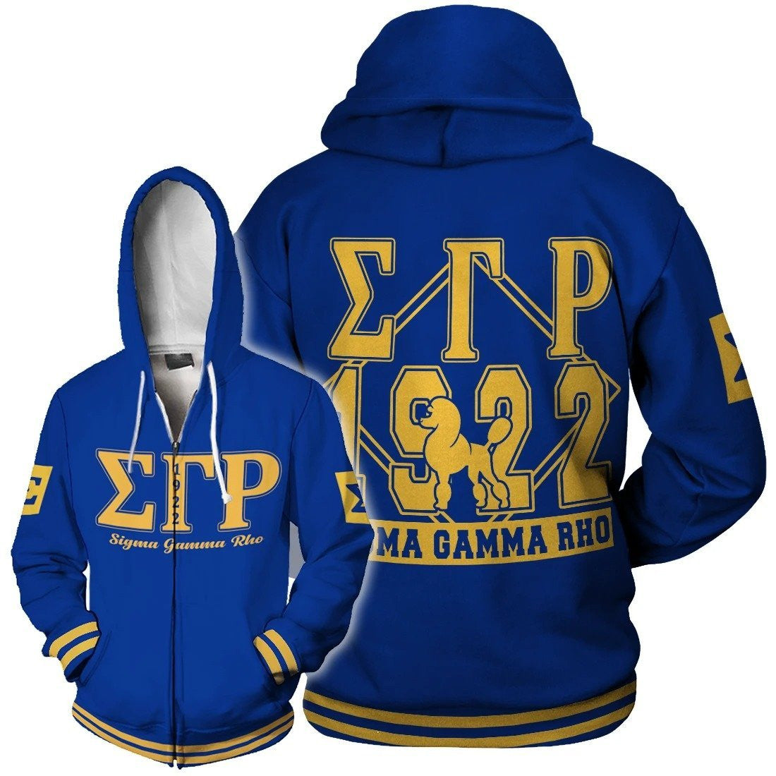 Sorority Hoodie – Lux Sigma Gamma Rho Diamond Poodle Zip Hoodie