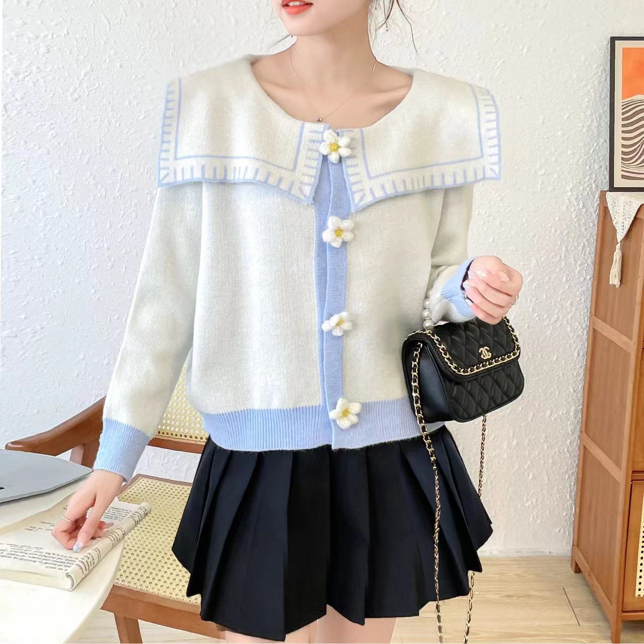 Yasuk Autumn Winter Fashion Casual Women’s Loose Knitted Warm Sweater Cardigan Sweet Cool Girl Gentle Flowers Retro Temperament alx