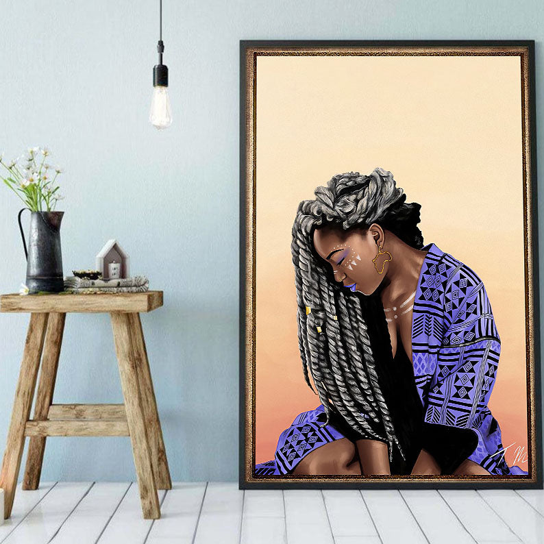 Black African Custom Canvas Beautiful Afro Poster Print Black Woman Afro Man Stunning  Wall Art Home Decor