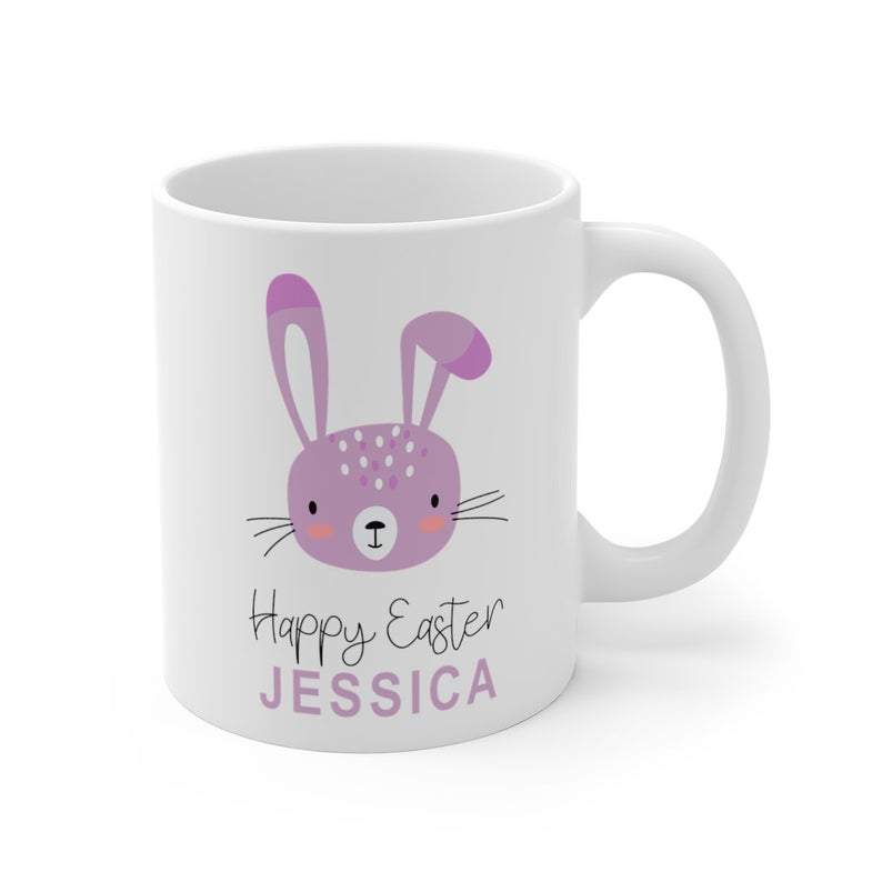 Personalized Happy Easter Cute Bunny Custom Name Coffee Mug #V