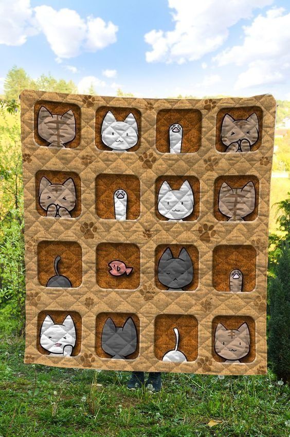 Cat Cute Kitten Paws Quilt Blanket