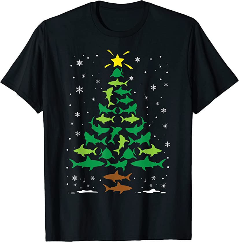 Shark Ocean Lovers Holiday Family Matching Christmas Tree T-Shirt