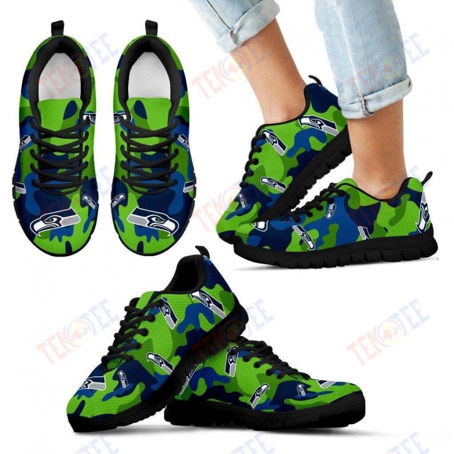 Mens Womens Seattle Seahawks Sneaker Cotton Camouflage Fabric Military ...