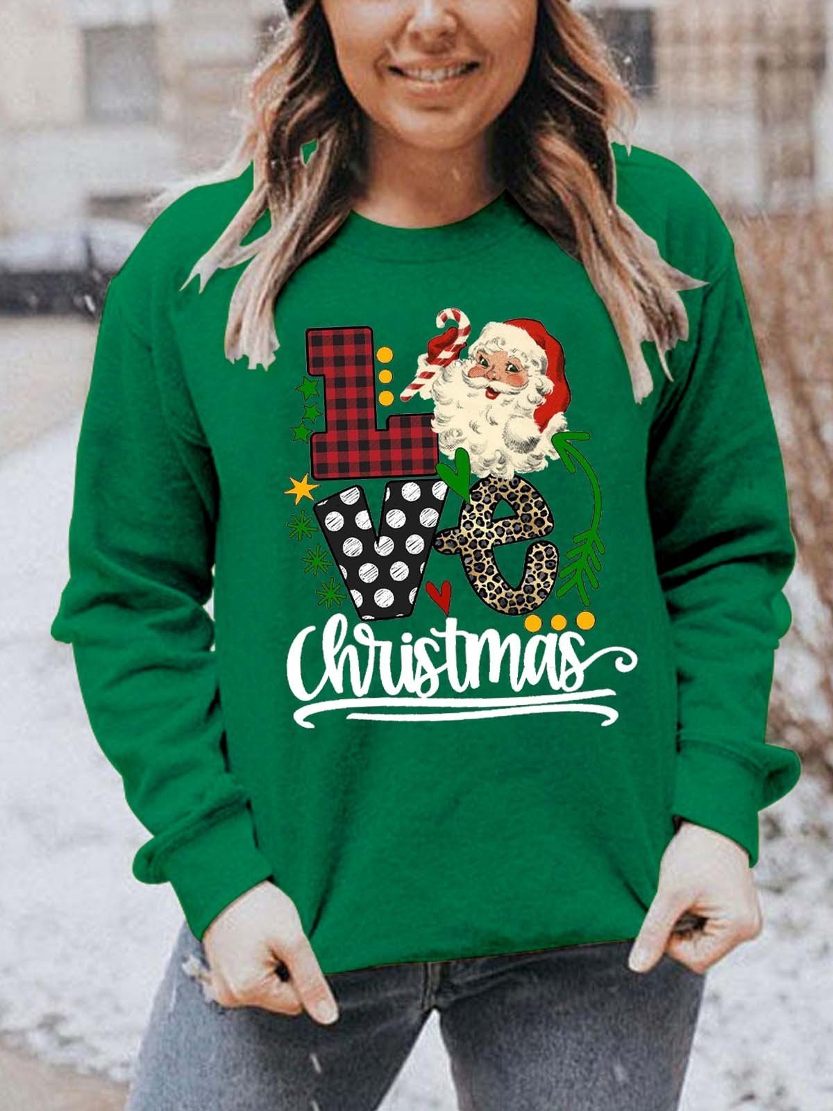 Women’S Santa Love Christmas Sweatshirt